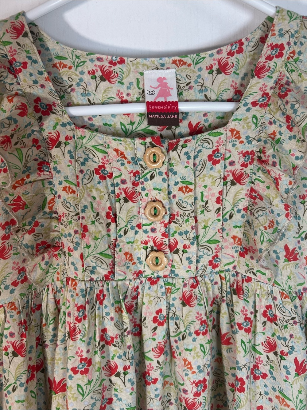 Vintage Matilda Jane Dress Scalloped Hem Girls Size 10 Floral Print